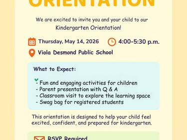 Viola Desmond Kindergarten Orientation